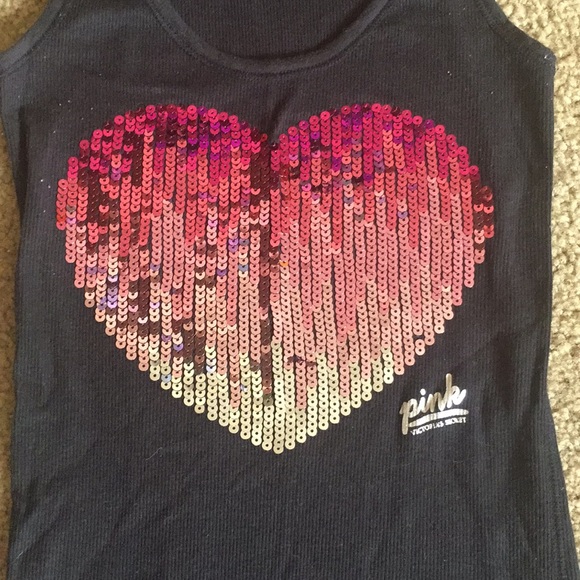 Victoria’s Secret pink sparkly heart tank top sz S - Picture 2 of 4